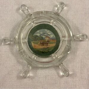 Vintage Glass Nautical Ship’s Wheel Ashtray Mackinac Island Michigan